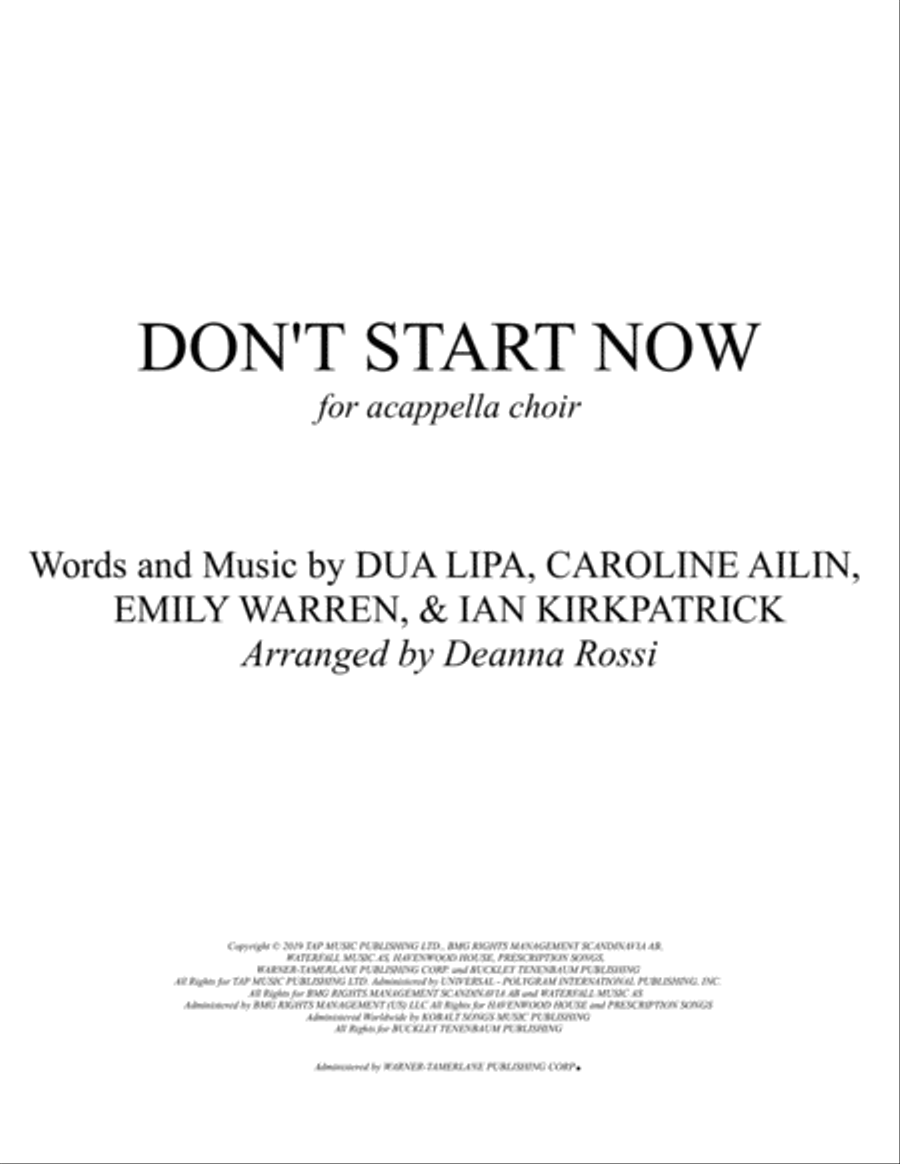 Don't Start Now 4-Part scores gallery preview page 1