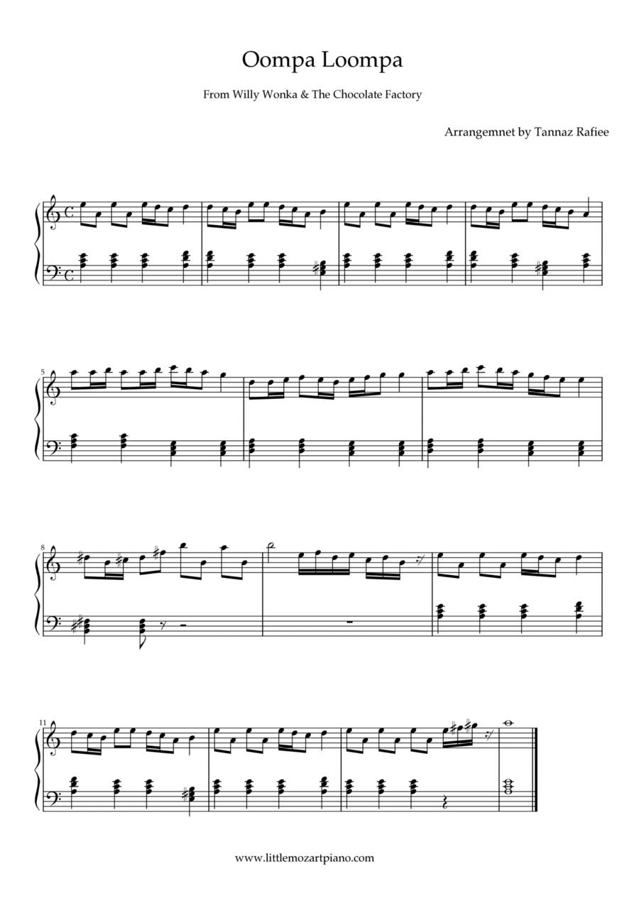 Oompa-Loompa 2 Piano Solo scores gallery preview page 1