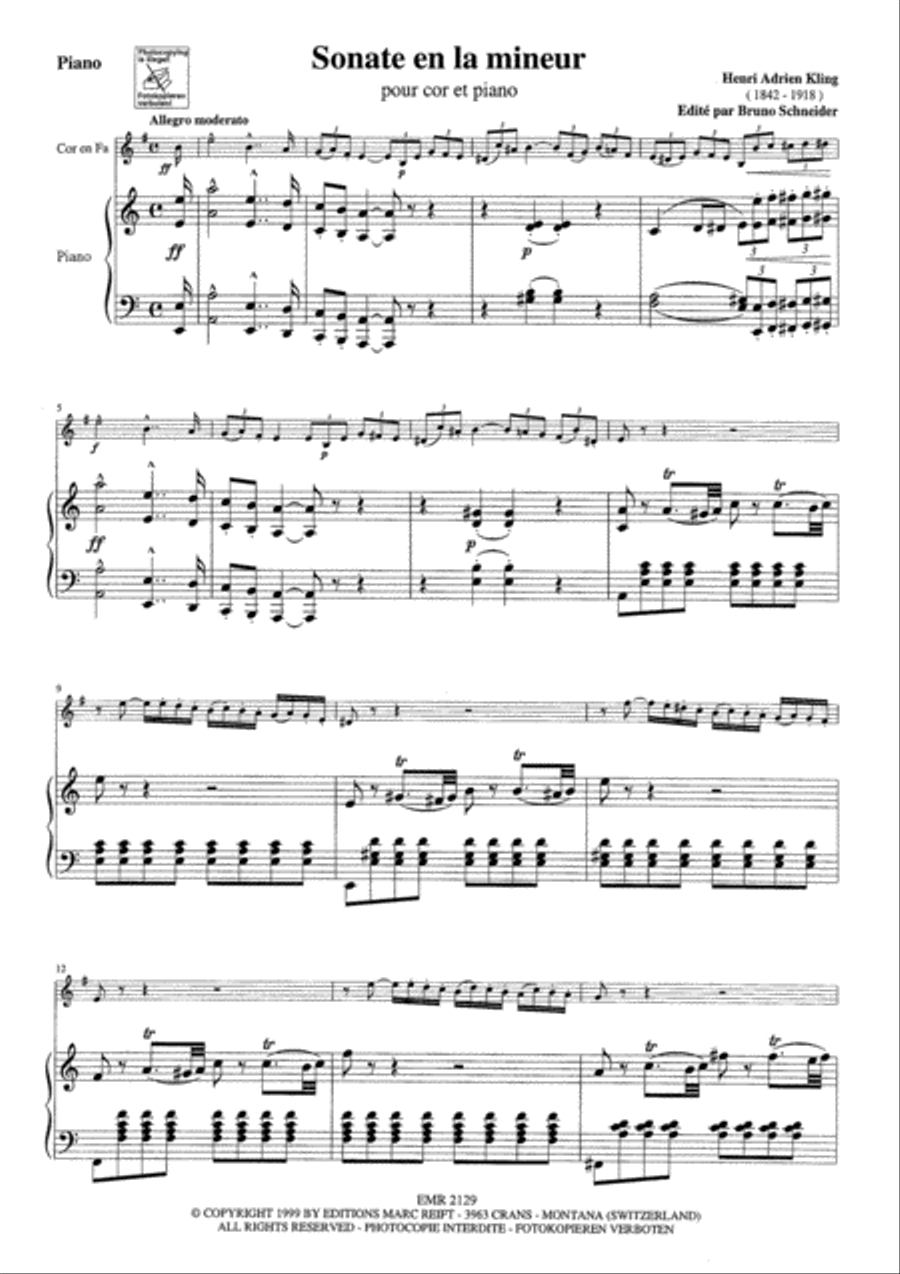 Sonate en la mineur Horn scores gallery preview page 4