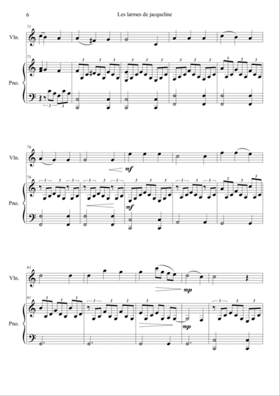 Jacqueline's Tears Violin Solo scores gallery preview page 6