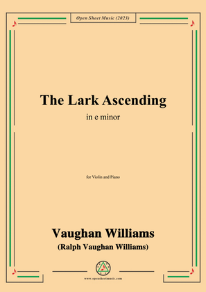 Book cover for Vaughan Williams-The Lark Ascending(1925),in e minor