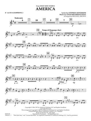 America (from West Side Story) (arr. Michael Brown) - Eb Alto Saxophone 2