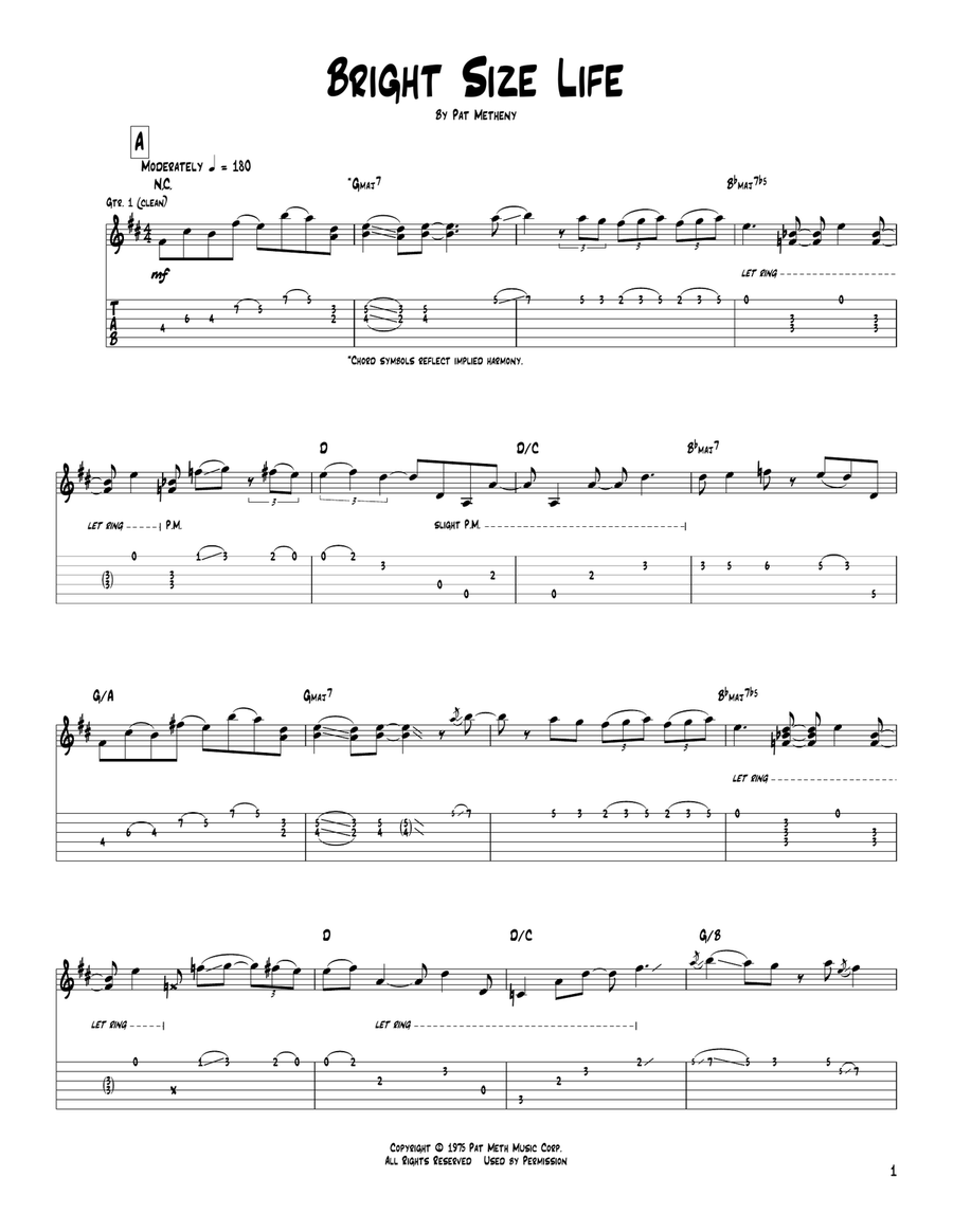 Bright Size Life Bright Size Life Electric Guitar scores gallery preview page 1