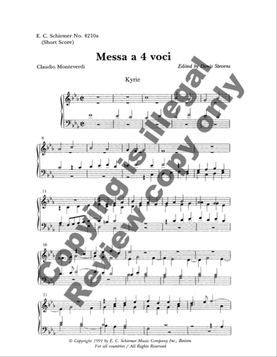 Messa a 4 voci (Keyboard/Instrumental Part)