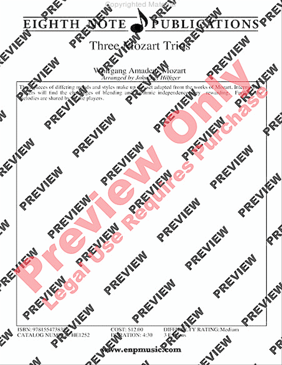 Three Mozart Trios Brass Trio scores gallery preview page 2
