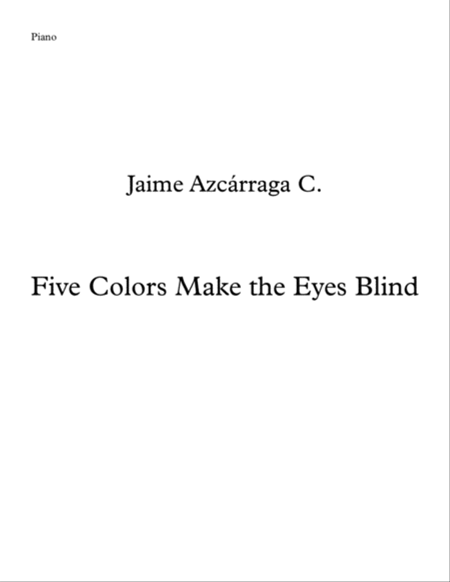 Five Colors Make the Eyes Blind (3rd and 4th Movements) Piano Solo scores gallery preview page 1