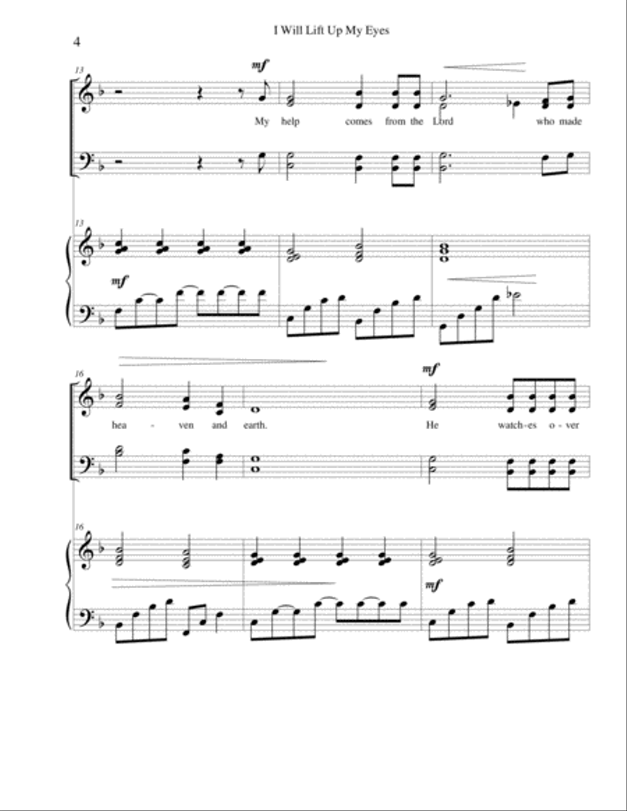 I Will Lift Up My Eyes (Psalm 121) 4-Part scores gallery preview page 4