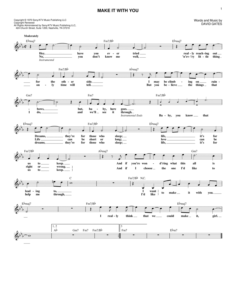 Make It With You Electric Guitar scores gallery preview page 1
