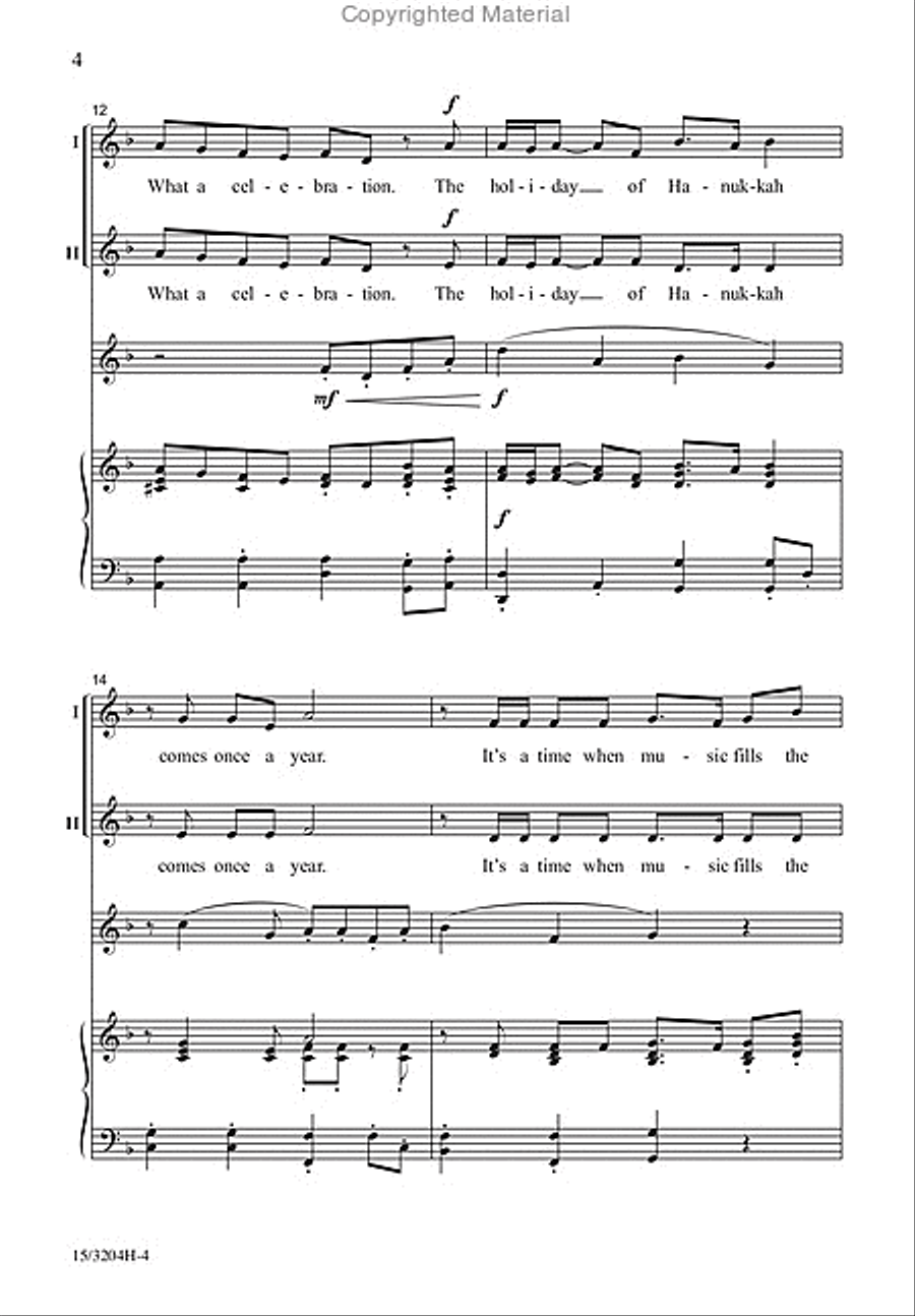 The Holiday of Hanukkah Unison Choir scores gallery preview page 4