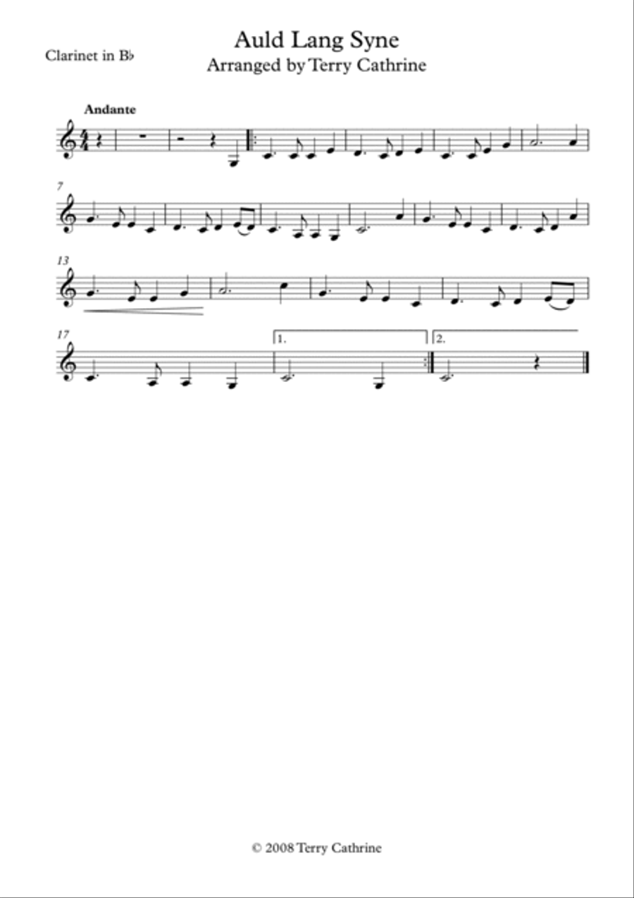 Auld Lang Syne Auld Lang Syne B-Flat Clarinet scores gallery preview page 2
