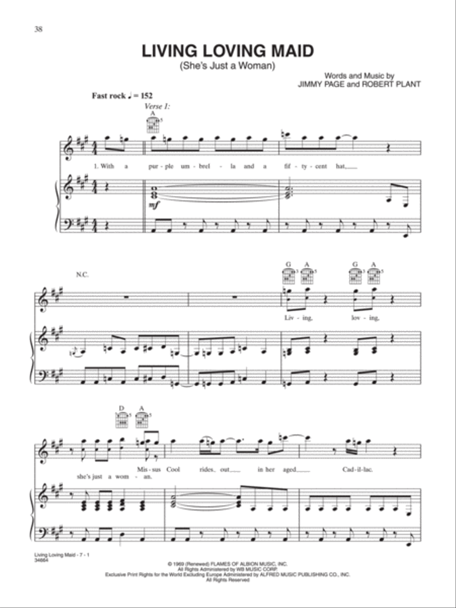 Living Loving Maid Piano, Vocal, Guitar scores gallery preview page 1