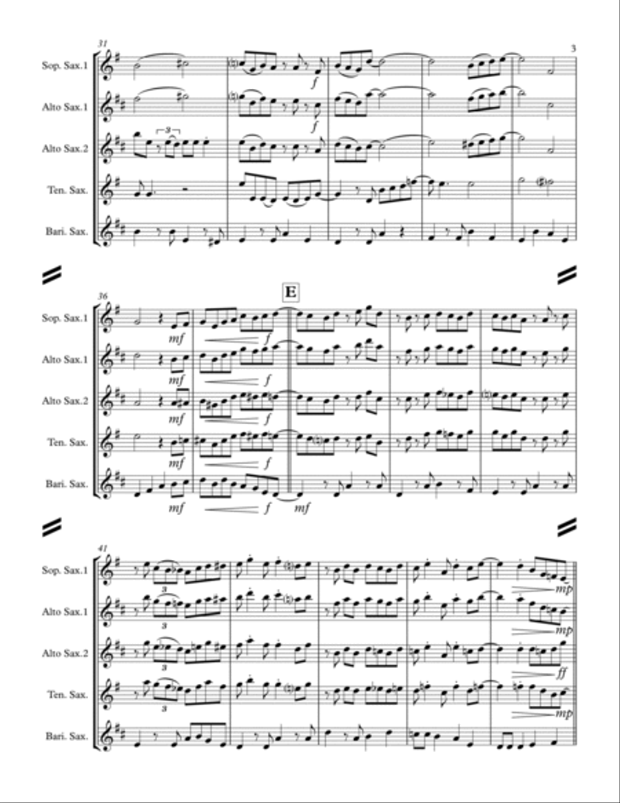 Baby, It's Cold Outside Saxophone Quartet scores gallery preview page 4