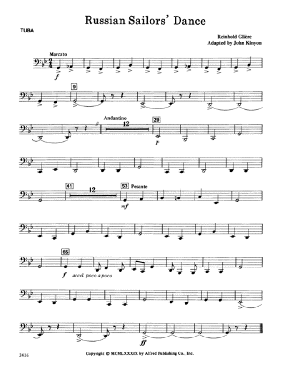 Russian Sailors' Dance: Tuba Concert Band scores gallery preview page 1