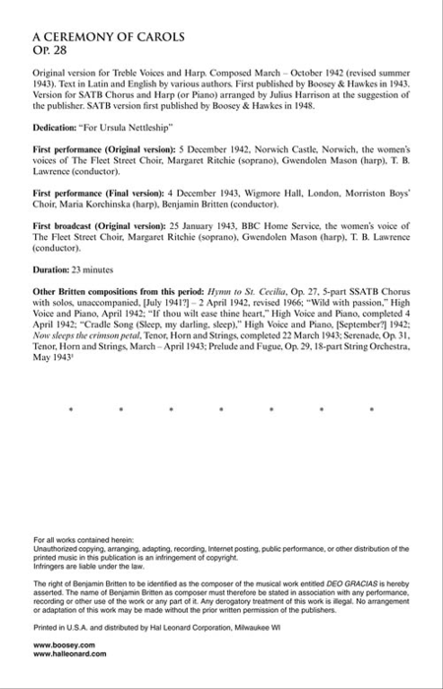 Deo Gracias (from A Ceremony of Carols) 4-Part scores gallery preview page 3