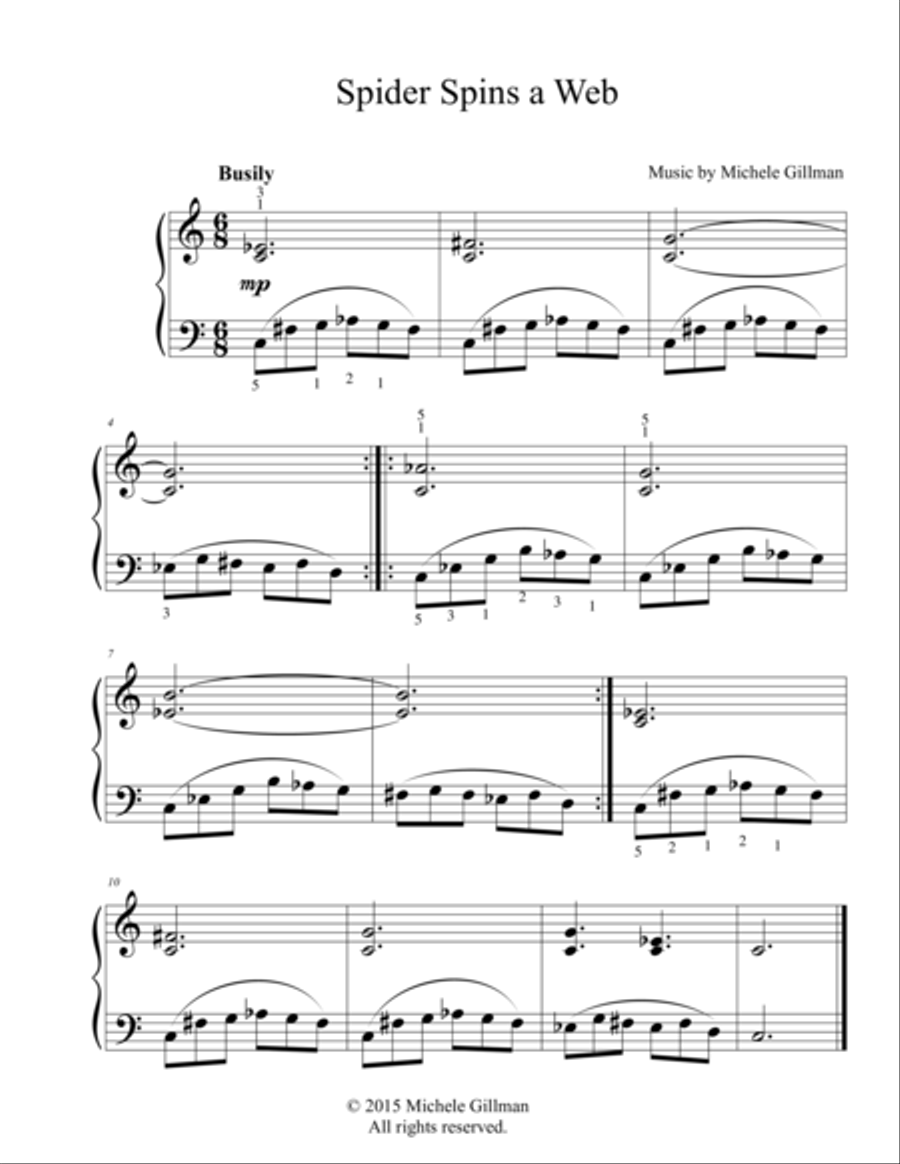 Spider Spins a Web Piano Solo scores gallery preview page 1