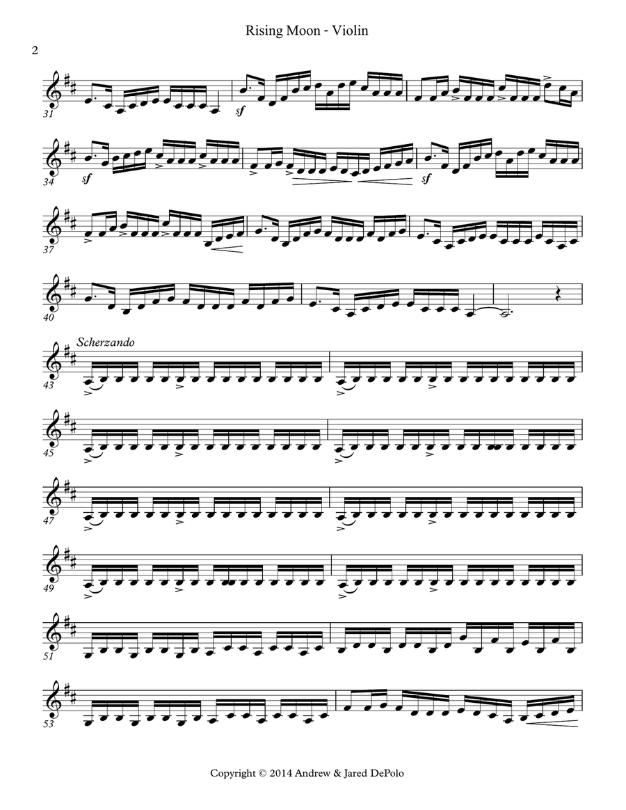 Rhythm in the Night - Rising Moon - Violin Violin Solo scores gallery preview page 2
