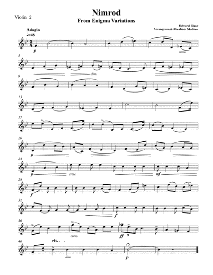 Nimrod Two Violins and Cello Trio-Two Tonalities Included String Trio scores gallery preview page 6