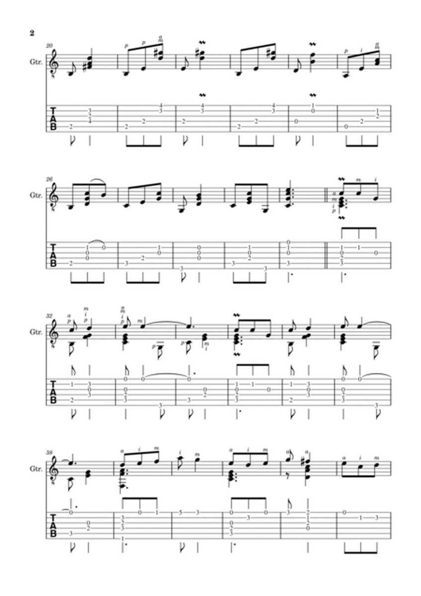 Spanish Popular Song - Los Cuatro Muleros. Arrangement for Classical Guitar. Score and Tablature. image number null