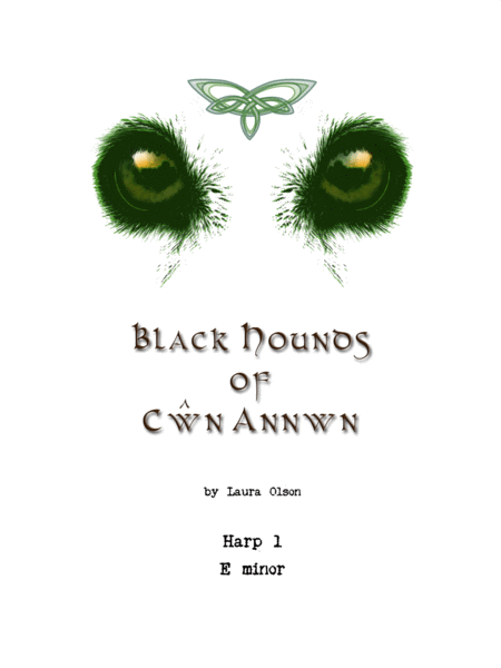 Black Hounds of Cŵn Annwn for Harp Ensemble (E minor)-Harp 1 part image number null