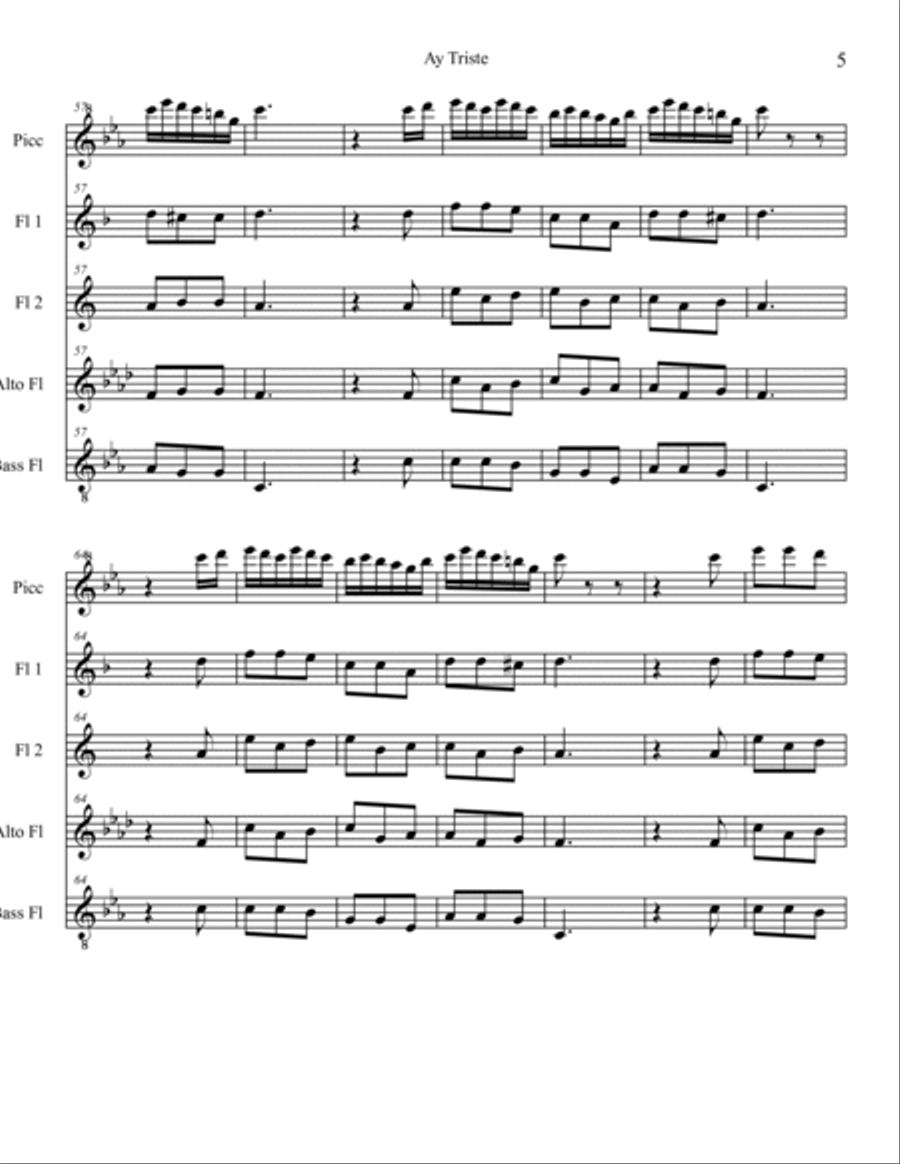 Ay Triste Woodwind Ensemble scores gallery preview page 5