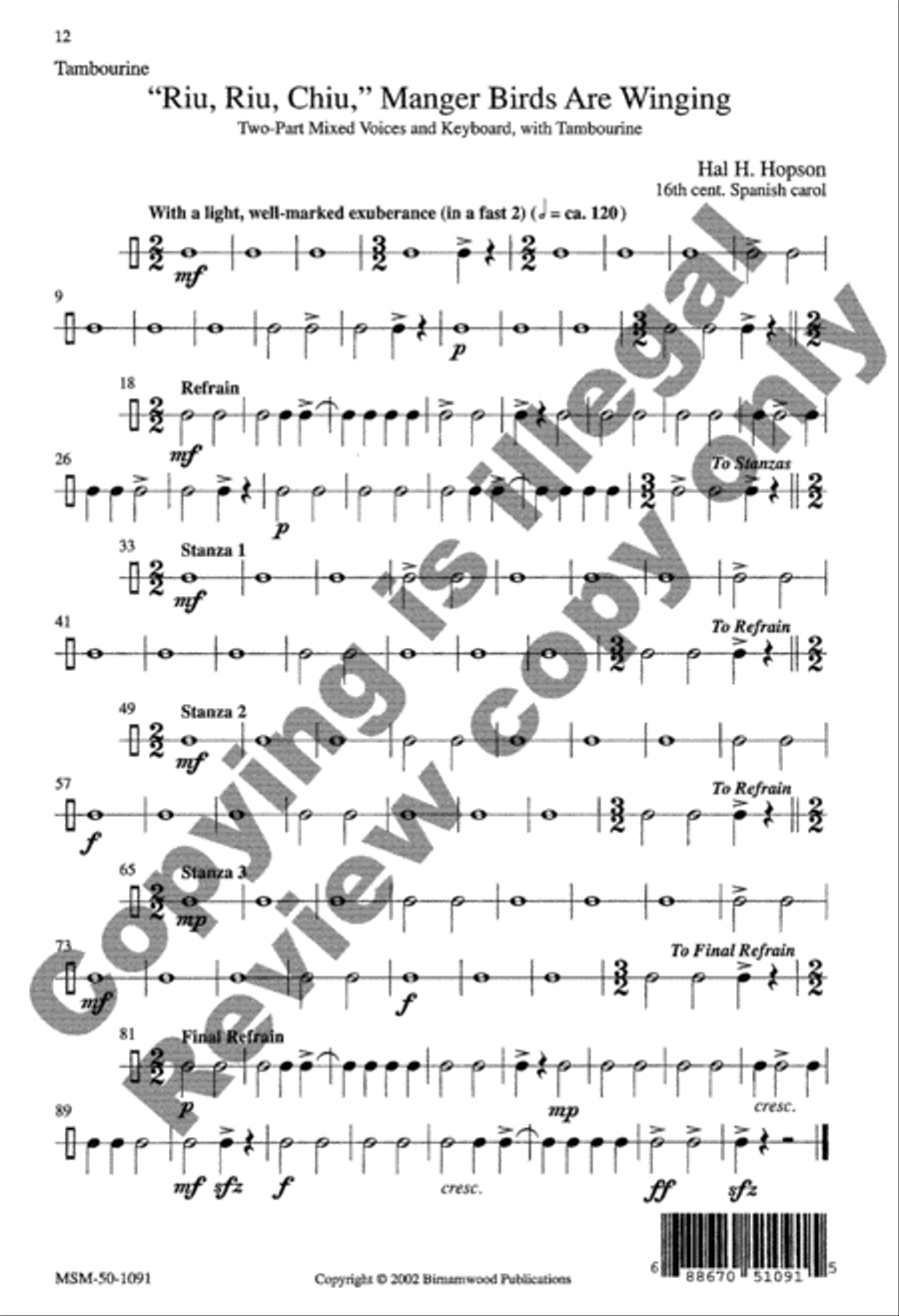 Riu, Riu, Chiu, Manger Birds Are Winging 2-Part scores gallery preview page 25