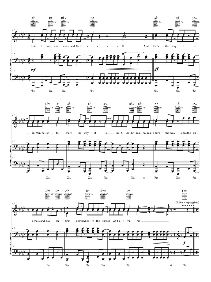 Shores Of California Piano, Vocal, Guitar scores gallery preview page 4