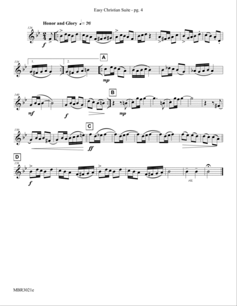 Easy Christian Suite for Trumpet Trio by Eddie Lewis Trumpet Trio scores gallery preview page 5