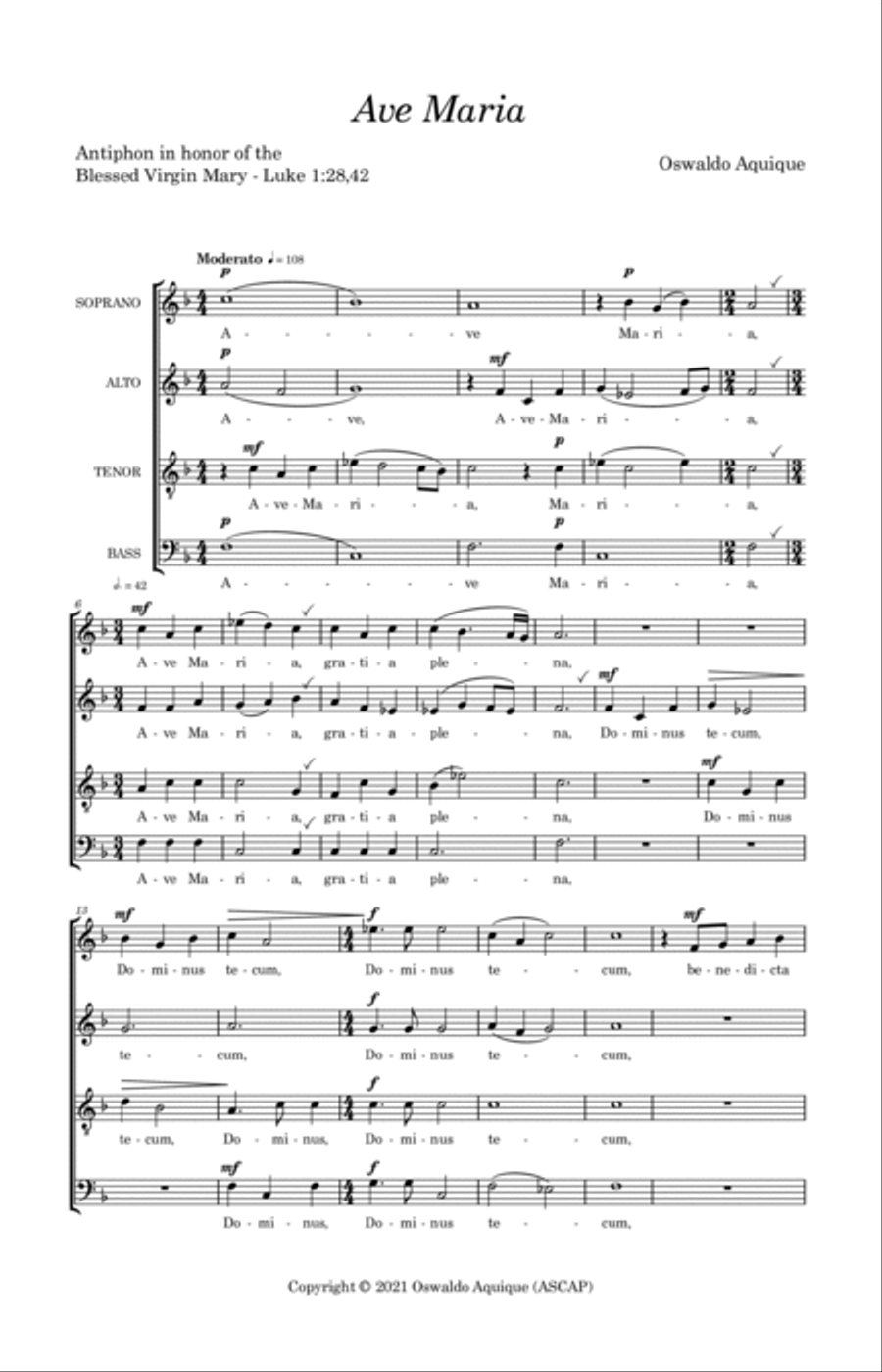 Ave Maria Ave Maria 4-Part scores gallery preview page 3