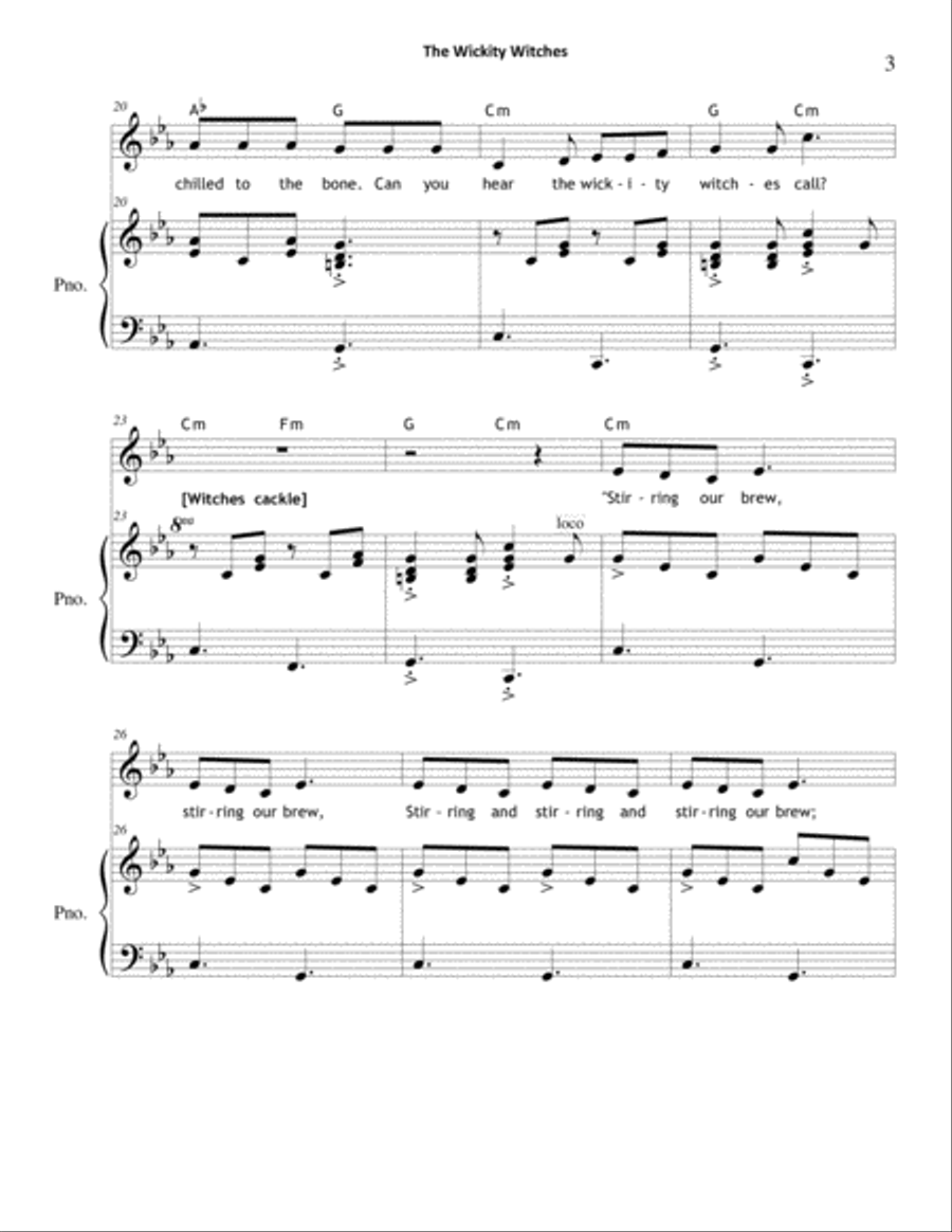 The Wickity Witches The Wickity Witches Unison Choir scores gallery preview page 3