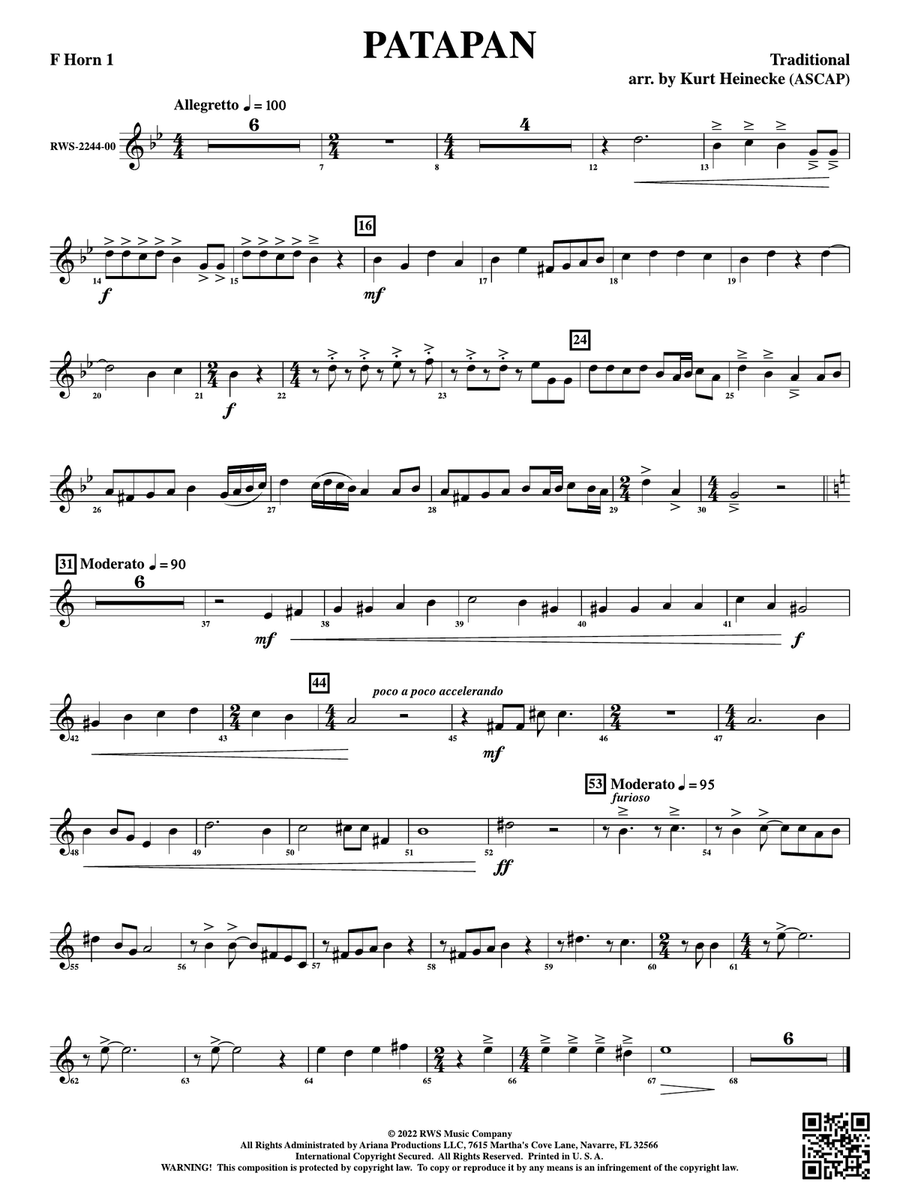Patapan: 1st F Horn