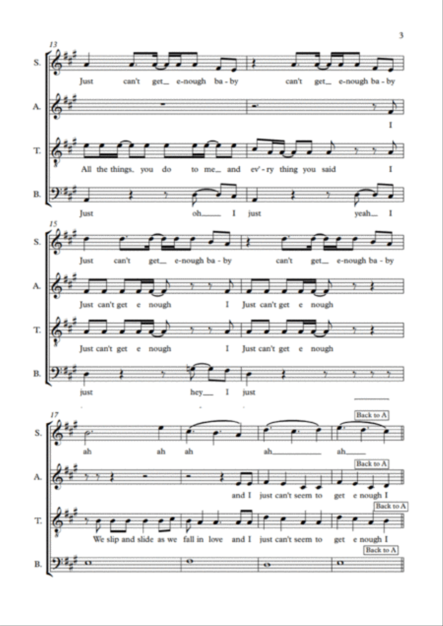 Just Can't Get Enough 4-Part scores gallery preview page 3