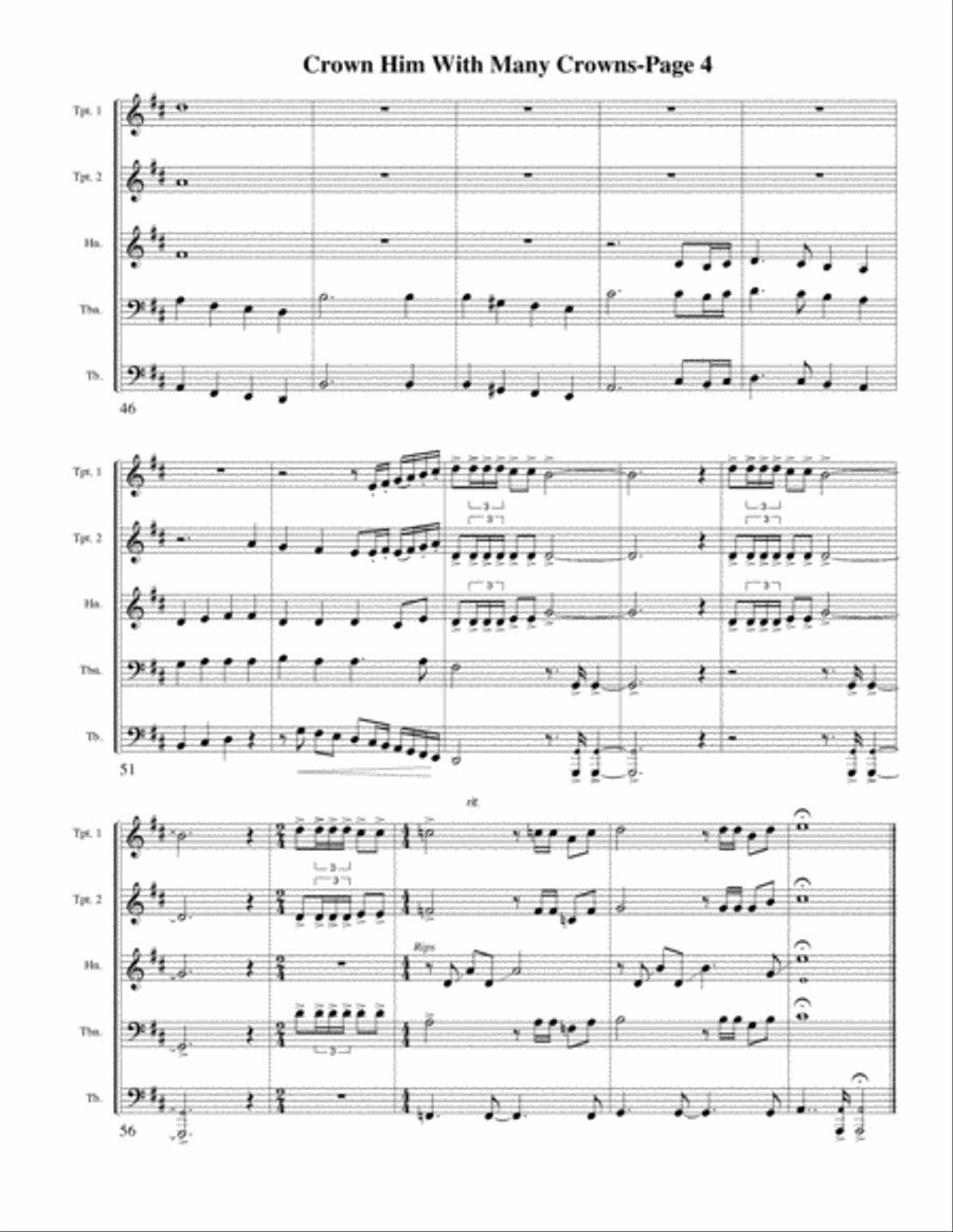 Crown Him With Many Crowns for Brass Quintet Brass Quintet scores gallery preview page 4