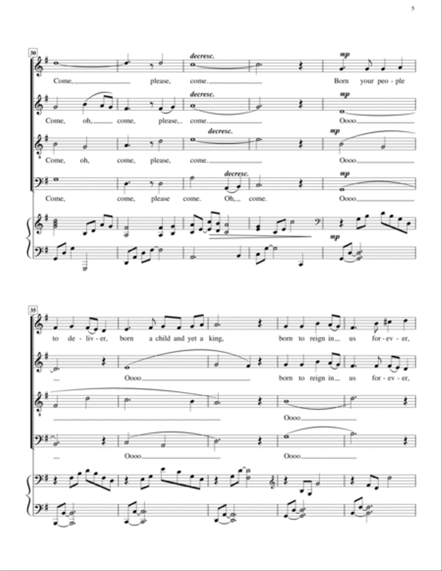 Come, O Long-Expected Jesus 4-Part scores gallery preview page 5