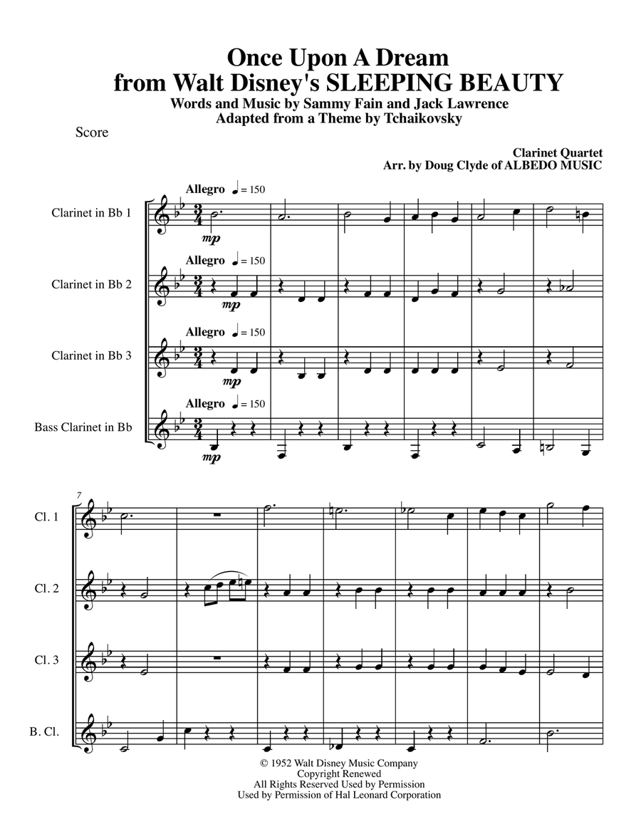 Once Upon A Dream Woodwind Quartet scores gallery preview page 1