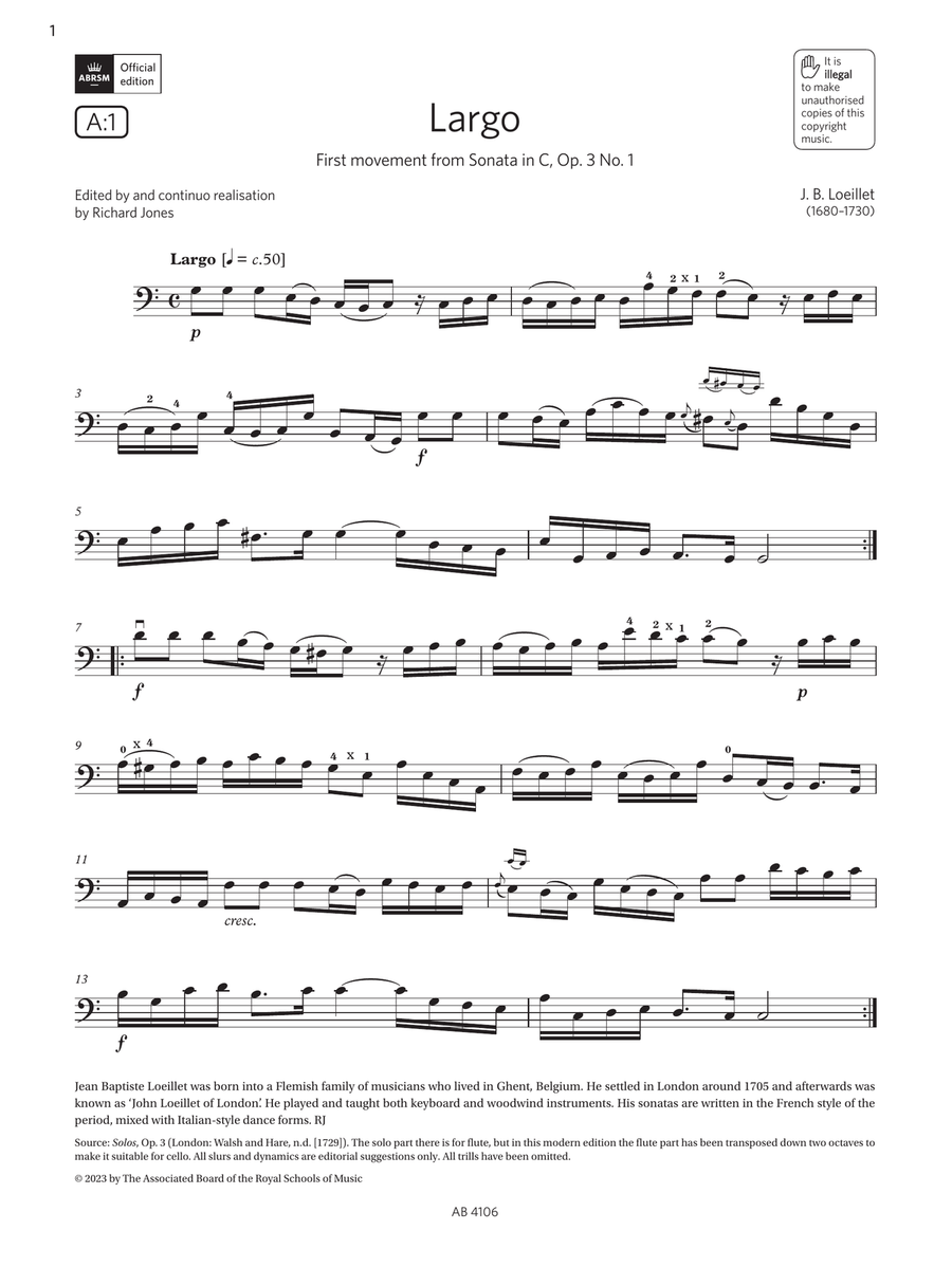 Largo (Grade 3, A1, from the ABRSM Cello Syllabus from 2024)
