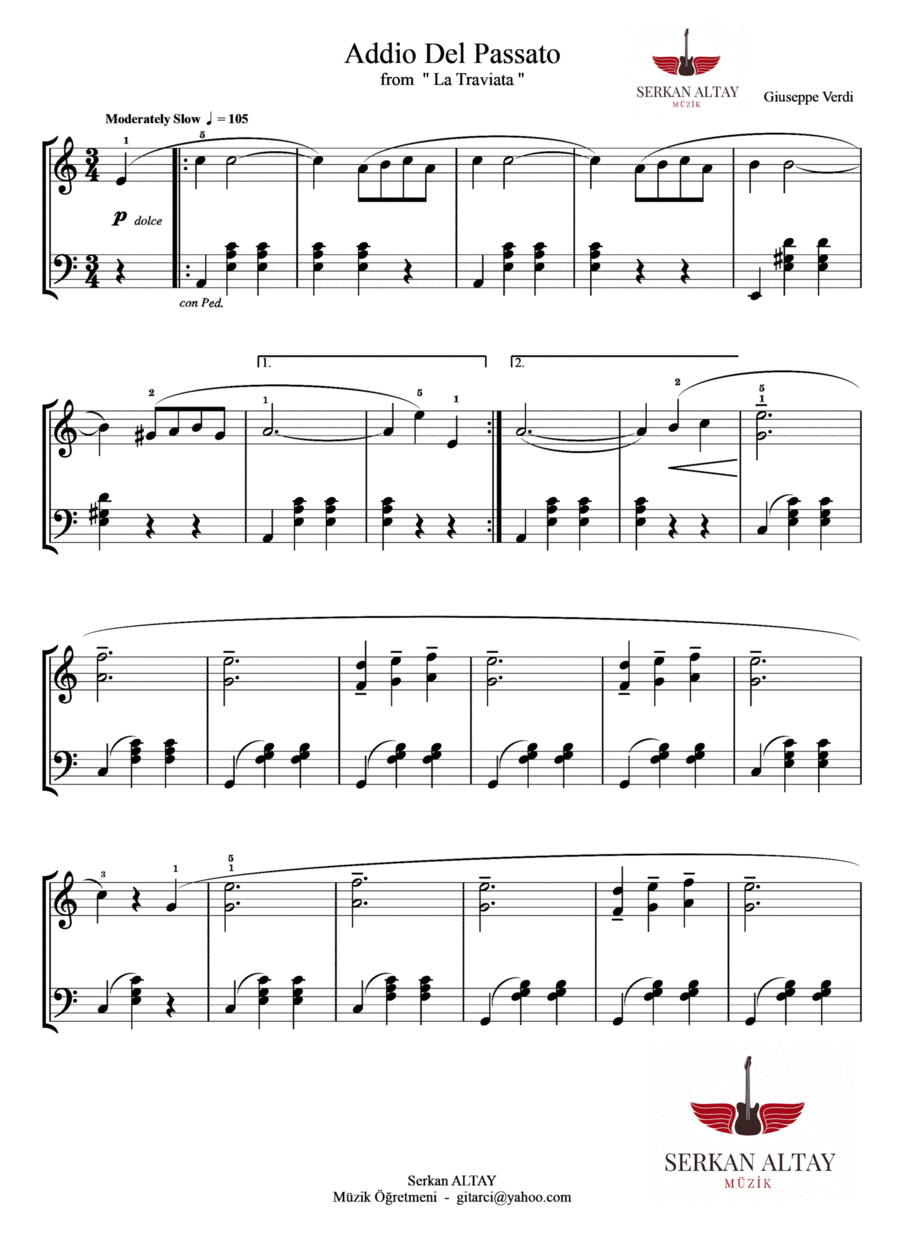 Addio Del Passato Addio Del Passato Piano Solo scores gallery preview page 1