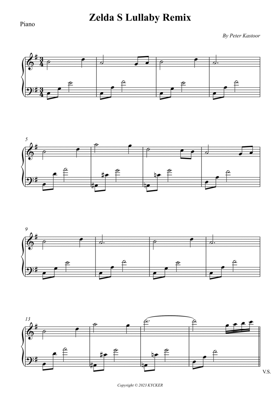 Zelda S Lullaby Remix Piano Solo scores gallery preview page 1