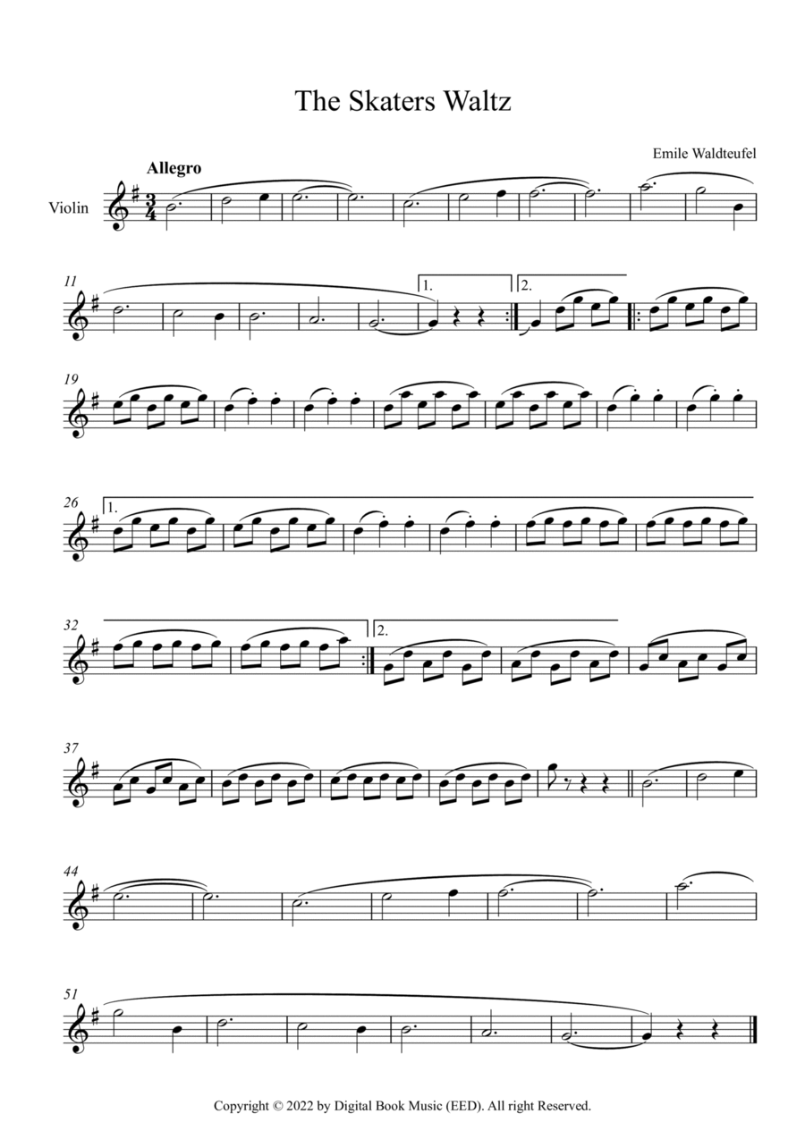 The Skaters Waltz - Emile Waldteufel (Violin) Violin Solo scores gallery preview page 1