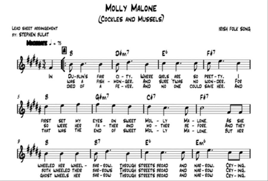 Molly Malone (Cockles and Mussels) - Lead sheet (key of B) Large Ensemble scores gallery preview page 2