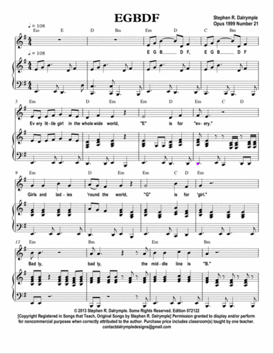 E G B D F Voice scores gallery preview page 2