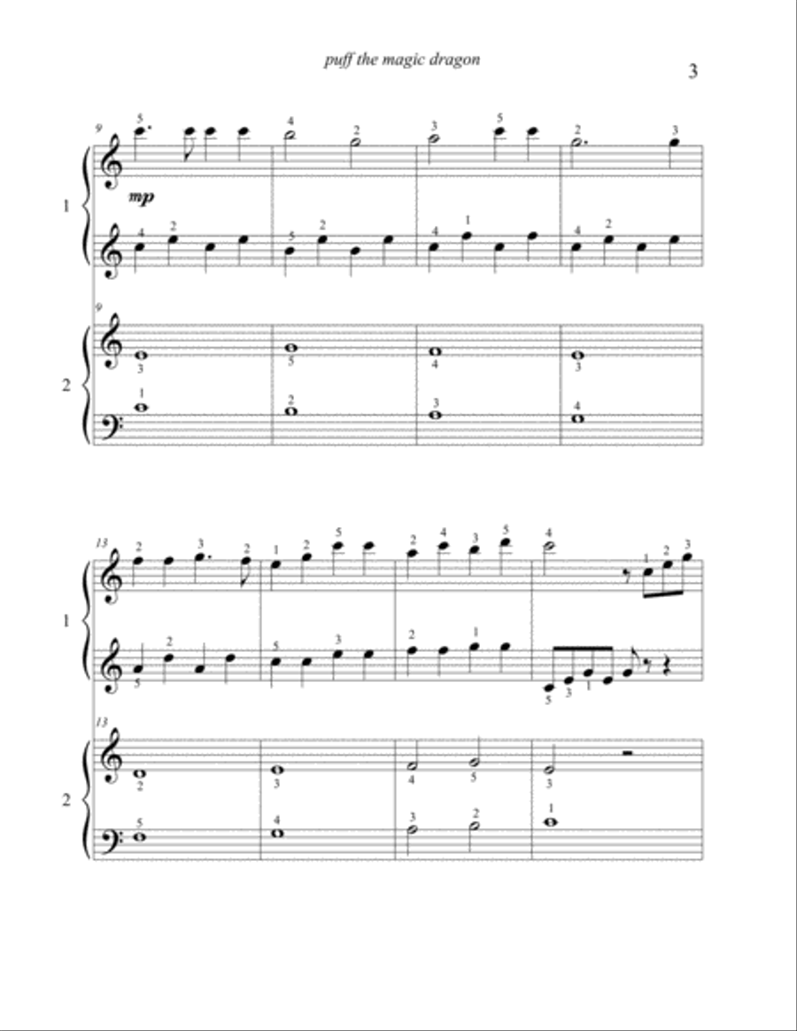 Puff The Magic Dragon Easy Piano scores gallery preview page 3