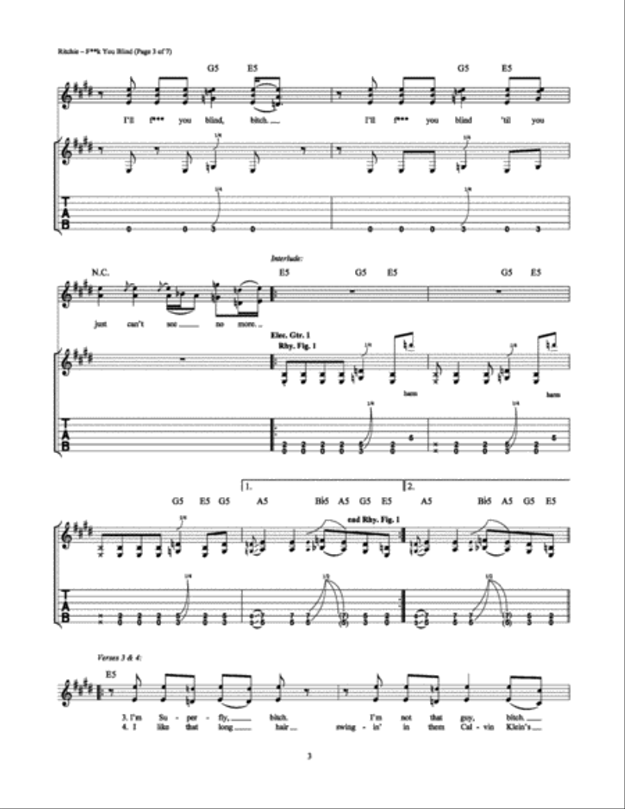 F**k You Blind F**k You Blind Electric Guitar scores gallery preview page 3