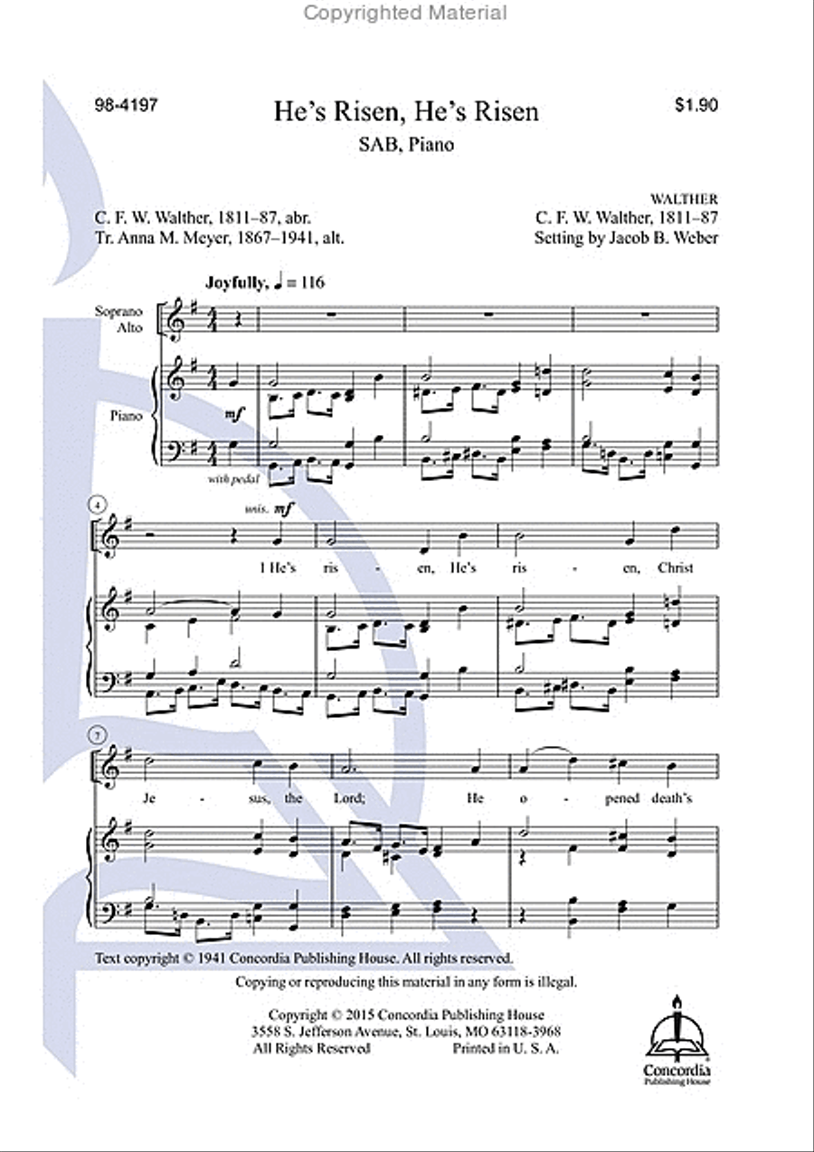He's Risen, He's Risen He's Risen, He's Risen 3-Part scores gallery preview page 2