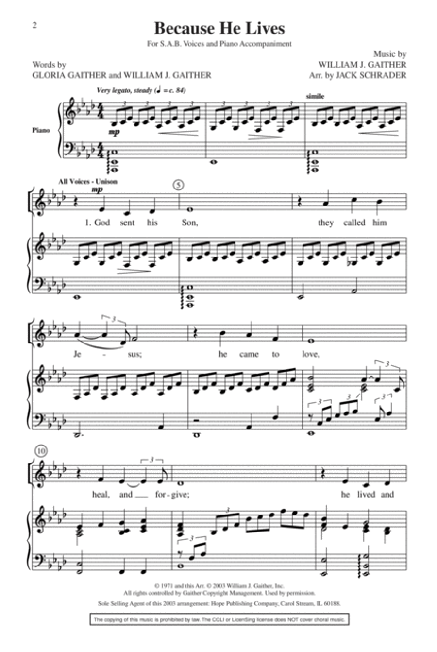 Because He Lives Because He Lives 4-Part scores gallery preview page 2
