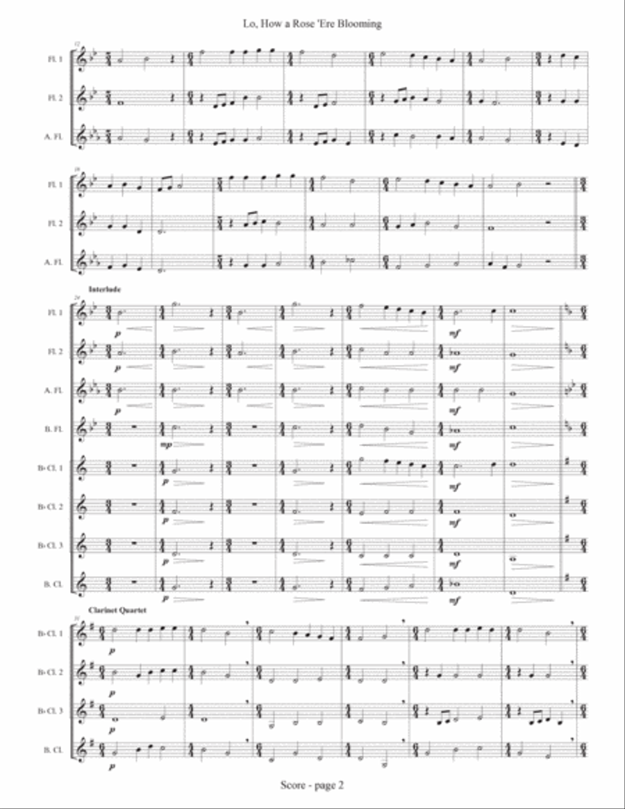 Lo, How a Rose E'er Blooming! Woodwind Ensemble scores gallery preview page 2