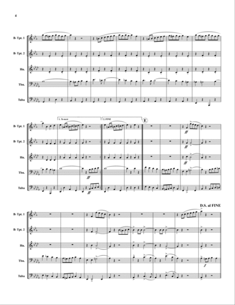 Rolling Thunder March Brass Quintet scores gallery preview page 4
