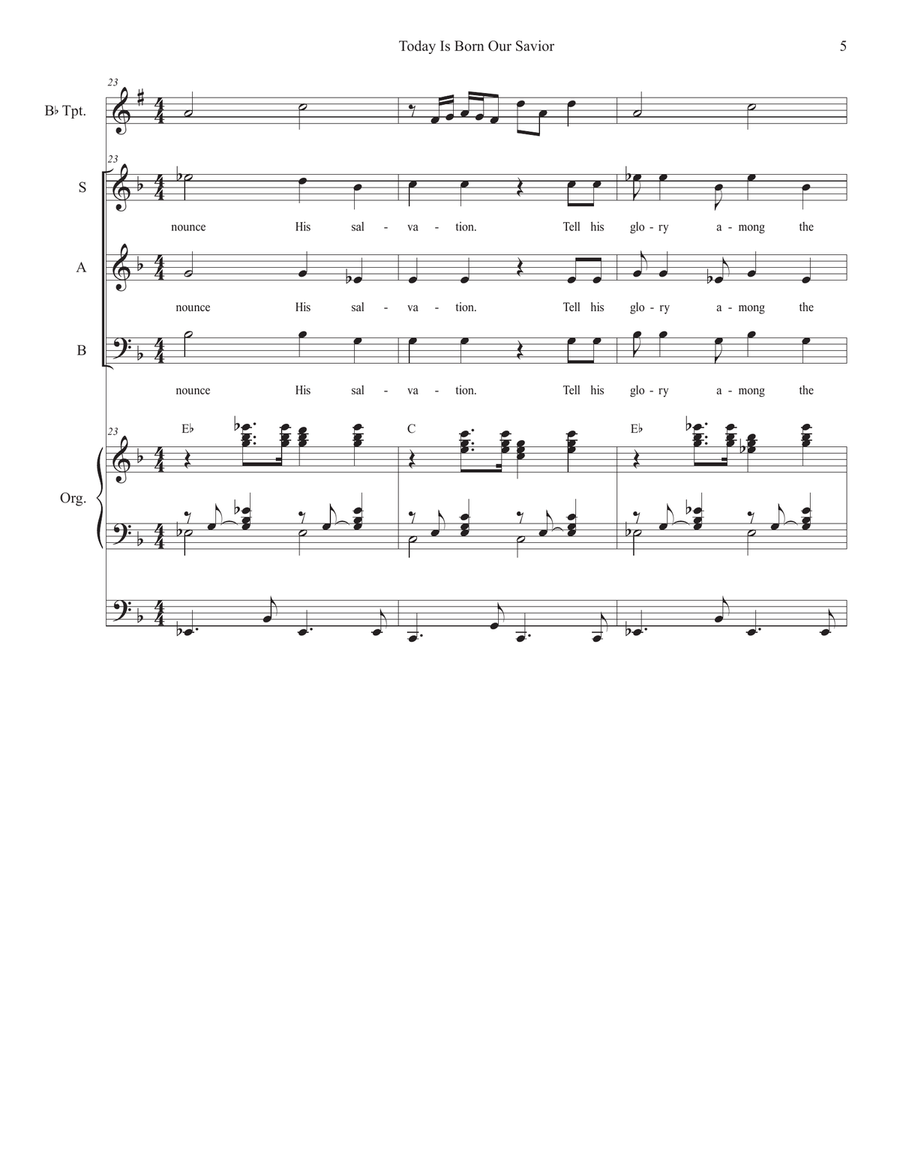 Today Is Born Our Savior (Psalm 96) (SAB) 3-Part scores gallery preview page 5