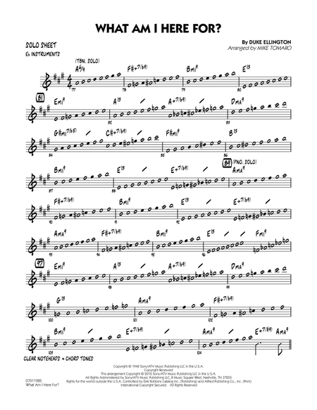 What Am I Here For? - Eb Solo Sheet