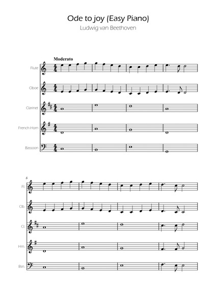 Ode To Joy - Easy Woodwind Quintet image number null