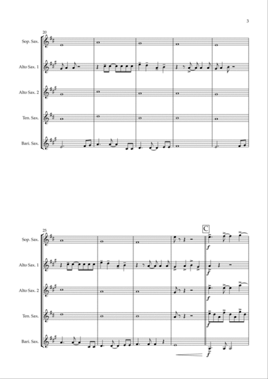 Summer Of '69 Saxophone Quintet scores gallery preview page 3